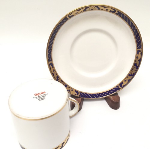 Spode Envoy Demitasse Cup and Saucer England Cobalt Blue/Gold - Picture 2 of 4