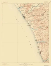 Topographical Map - Oceanside California Sheet - USGS 1901 - 23 x 29.75