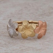 10k Tri Gold  Flower Ring