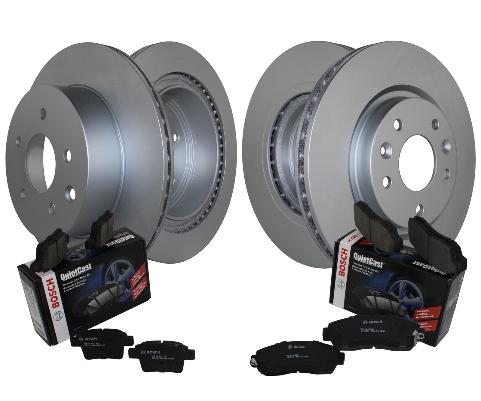 Front & Rear Brake Kit Disc Rotors Bosch QueitCast Ceramic Pads For Nissan Rogue