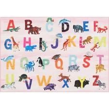 Home Dynamix Eric Carle Elementary Pink Alphabet Kids Machine Washable Area R...