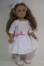 White Party Dress  Hair Tie Doll Clothes For 18  American Girl Debs 