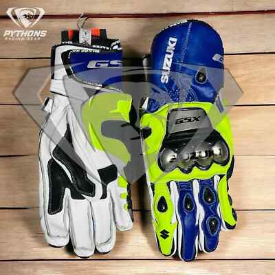 Suzuki GSX Motorcycle Motorbike Racing Leather Gloves Pythons Racing Gants