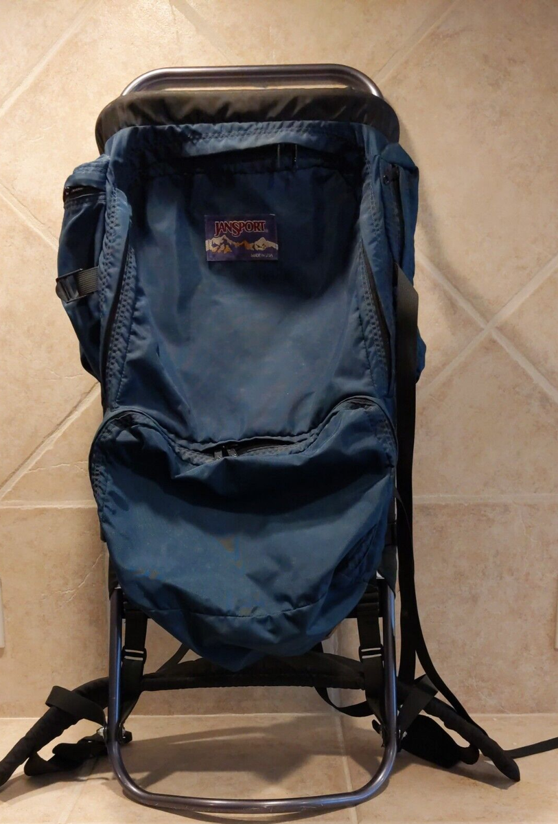 Vintage Jansport External Metal Frame Blue Hiking Backpack Made in