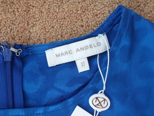 Marc Angelo royal blue satin flared skirt below knee length dress size 10 to 12 - Picture 6 of 7