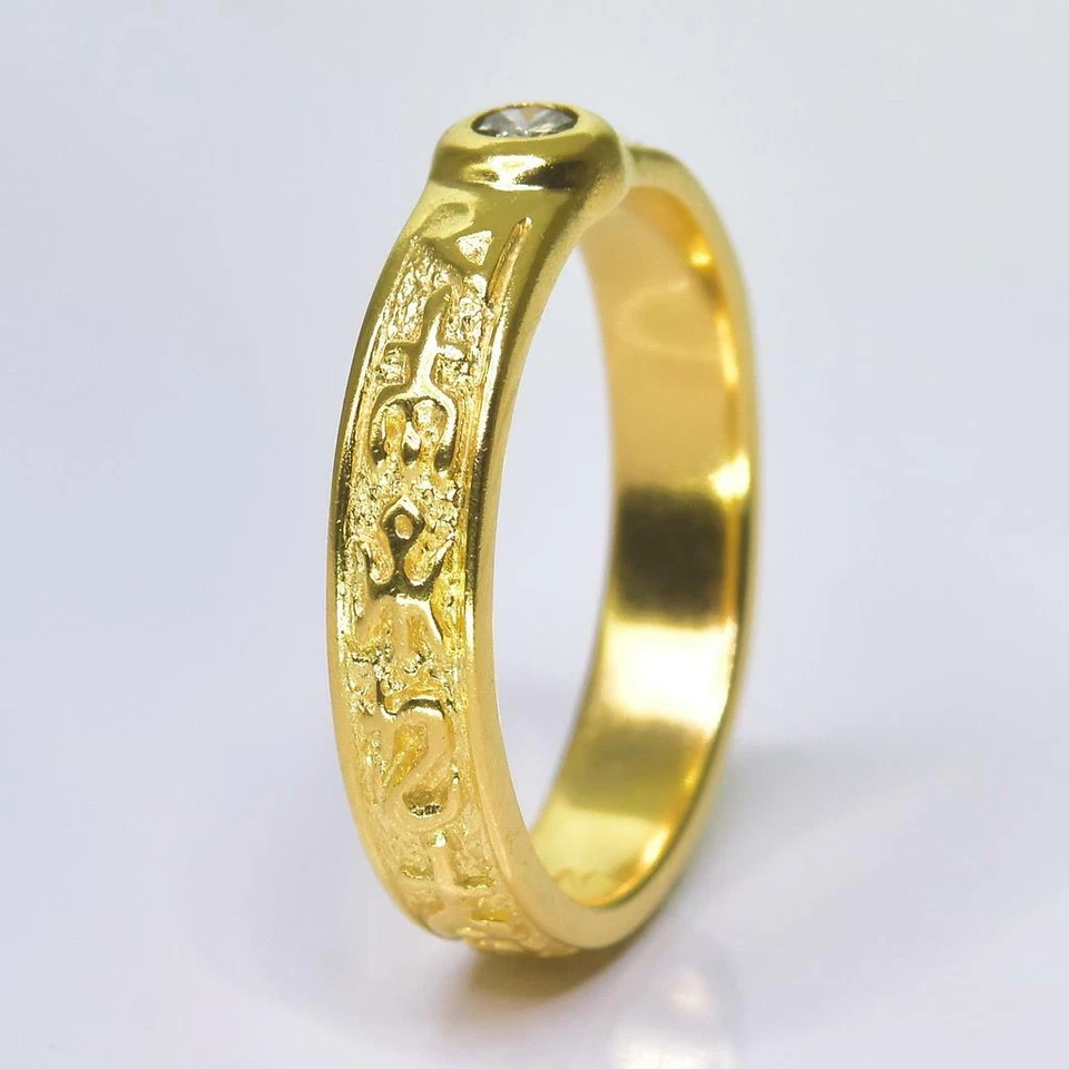 Anillo EE. UU. Talla 6 Oro Vermeil Plata de Ley Genuino Natural 0.08ct Diamante 2.90g Foto 3 de 4