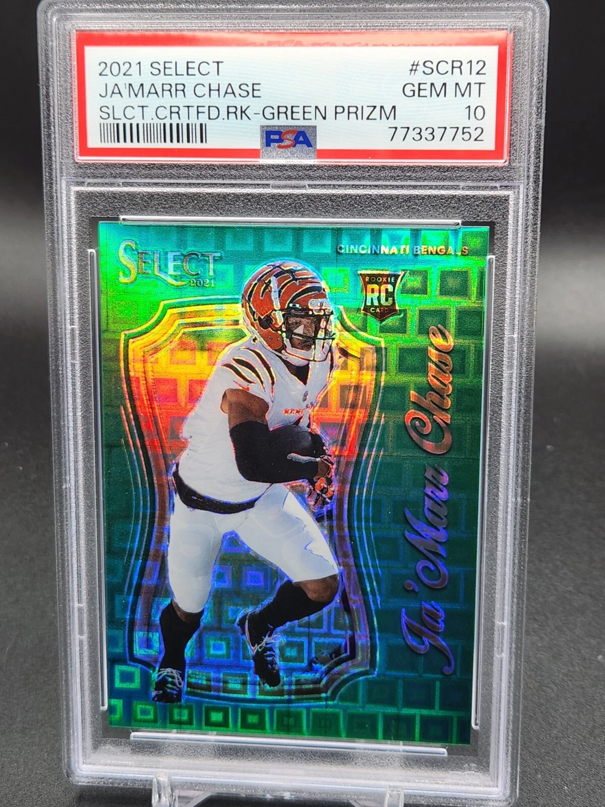 JaMarr Chase Panini Select Select Certified Rookies #SCR12 Green Prizm