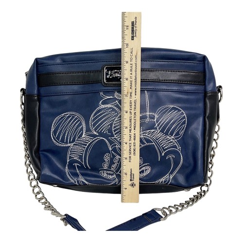Disney Boutique Mickey & Minnie Mouse Woman's Purse Bag Blue White Black Zipper - Picture 10 of 11