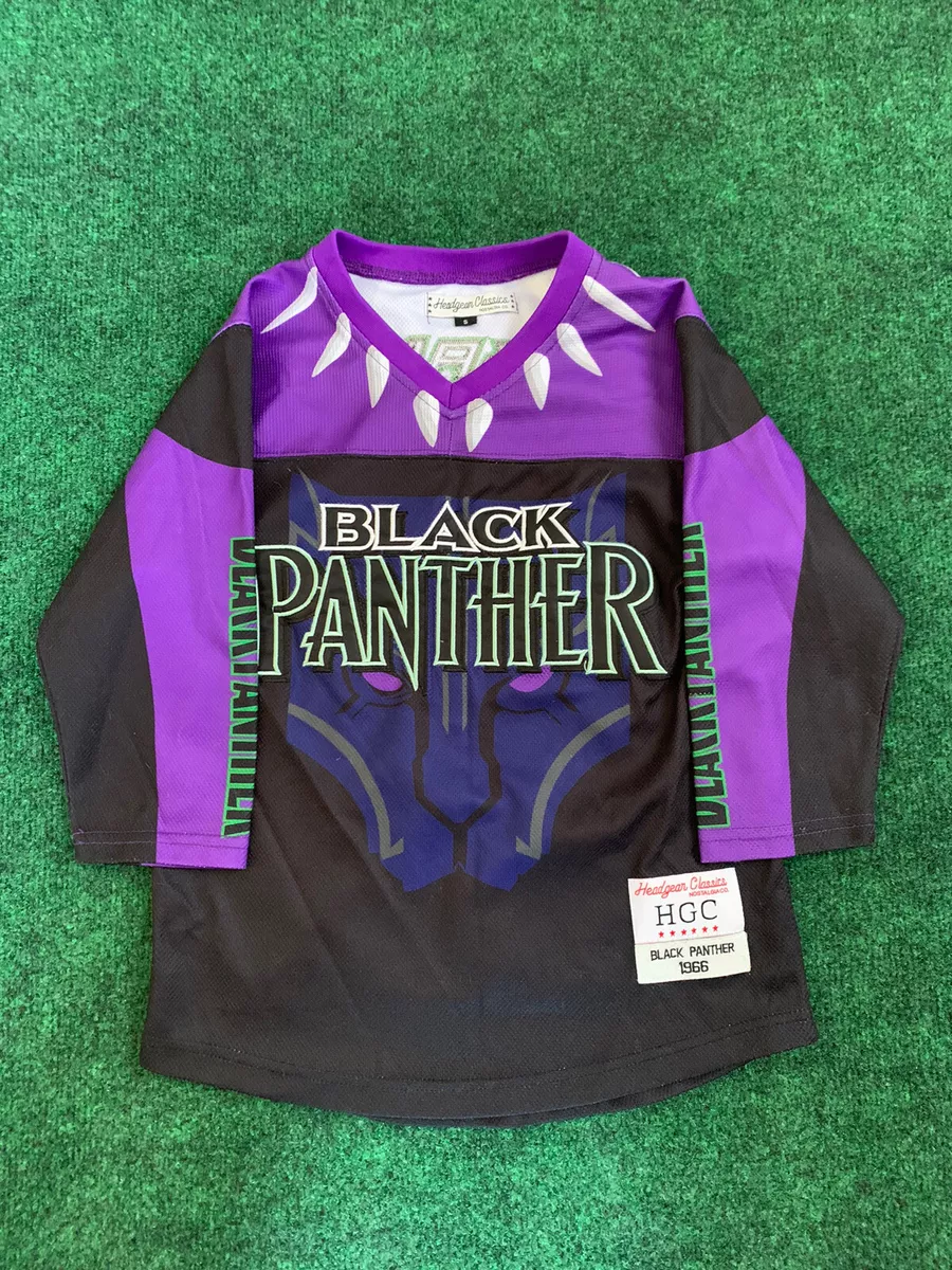 Marvel Black Panther Wakanda Forever Hockey Jersey Size Youth