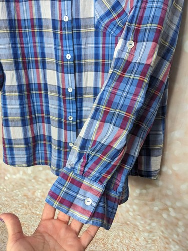 Joe Boxer Women's Blue Multicolored Plaid Collared Long Roll Tab Shirt Size 2X - Picture 4 of 10