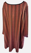 Chevron Patterned Red & Black Dress By Beige By Eci Size Large