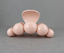 Pink hair clip plastic 3.75" long big barrette claw clamp circle ball bead