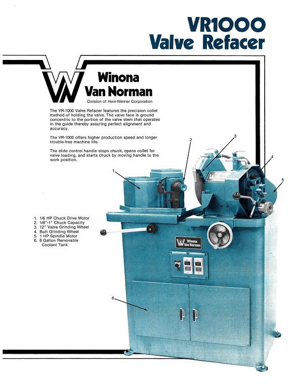 Winona Van Norman Model VR1000 Valve Grinder Sales Flier | eBay