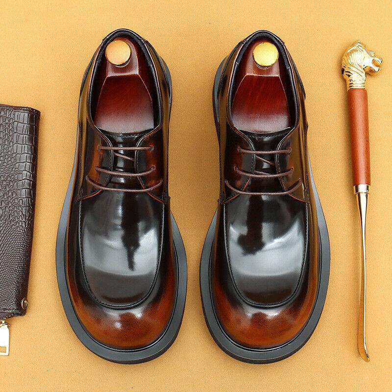 SAOLA Scarpe casual da uomo inglesi lucide punta tonda vera pelle formali business lusso