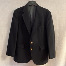 Evan Picone Men's Blazer 100 Worsted Wool Blue w/ Gold Metal Buttons USA READ