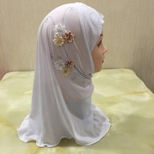 1pc Passform 2-6 Jahre Mädchen Hijab Kopftuch Blumenmuster Abaya Muslim Arab Süß