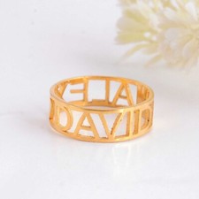 Personalised Name Ring, Custom Heart Ring, Name Heart Ring, Name Layer Ring, Wif