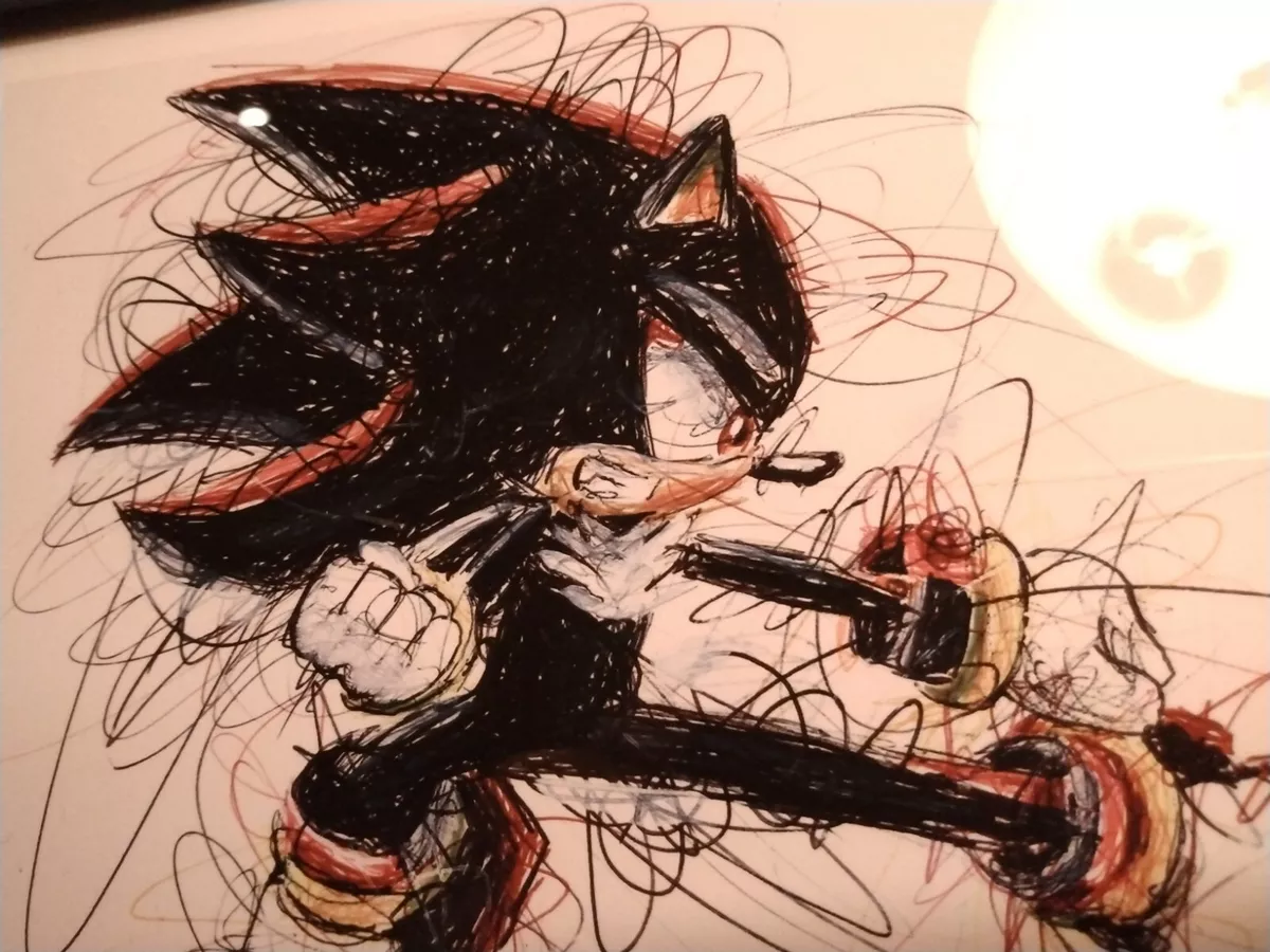 sonic the hedgehog and shadow the hedgehog (sonic) drawn by