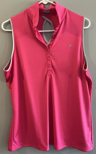 Callaway Womens Golf Hot Pink Sleeveless Back Peek Hole XL