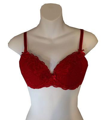 Neu Just Peachy by Figleaves gepolsterter Balconett-BH mit Spitze rot 34B neu mit Etikett