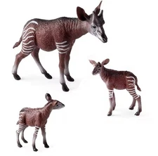 3pcs Okapi Toy Action Figure Small Animal Figurine Doll Gift for Kids