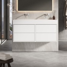 Venti 1200mm Wall Hung Bathroom Vanity Unit with Veneto 0TH Basin- Matt White