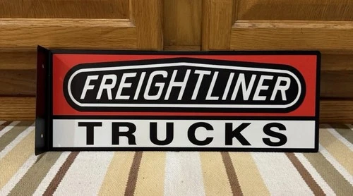Freightliner Trucks Flange Sign Parts Double Sided Vintage Style Wall Decor
