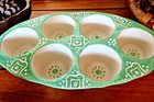 Stoneware Hand Painted Muffin/Cupcake Baking Dish/Serving Tray - Oven to Table