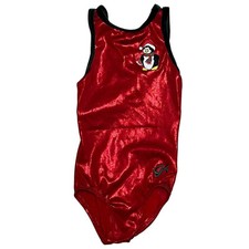 GK Red Holiday Snow Penguin Gymnastics Leotard Size X-Small