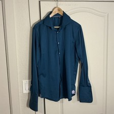 Men's Long Sleeve Regular Fit Button Up Solid Dress Shirt French Cuffs 16 32/33