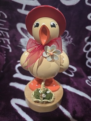 German Democratic Republic Expertic Vintage Easter Duck W/Easter Eggs In Basket