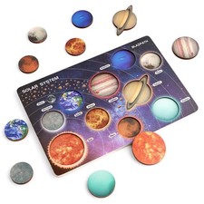 Solar System Wooden Puzzle Toy Model for Kid 3-5, Toddler Montessori Movable ...
