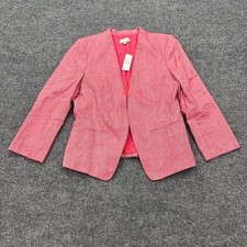 Loft Open Front Blazer Linen Cotton Blend Career Wear Preppy Womens Size 8 NEW