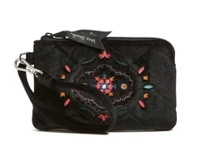 NWT Vera Bradley Black Velvet Winter Ornaments Clip & Zip Mini Pouch Wallet