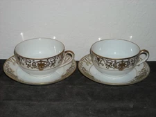 Set of 2 Noritake 16034 / 175 Christmas Ball Flat Cups and Saucers #1