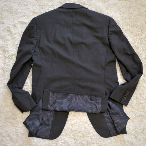 Etro Paisley Silk Suit Set Gray XL Men's Business Blazer & Trousers 2B 100% Sil - Picture 4 of 17