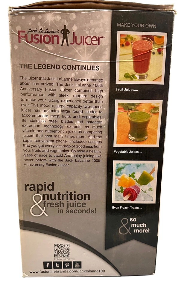 Jack LaLanne Fusion Juicer SHL90 100th Anniversary Edition Black Open Box New - Image 4 of 4