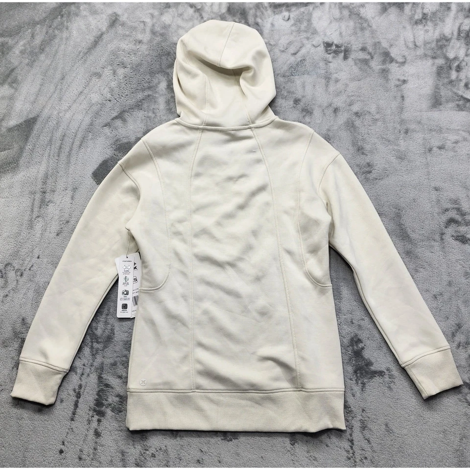 NUEVA RBX Sudadera Mujer XS Oyster Marfil Lujo Suave Cuello en V Sudadera con Capucha Pullover Informal Foto 2 de 4