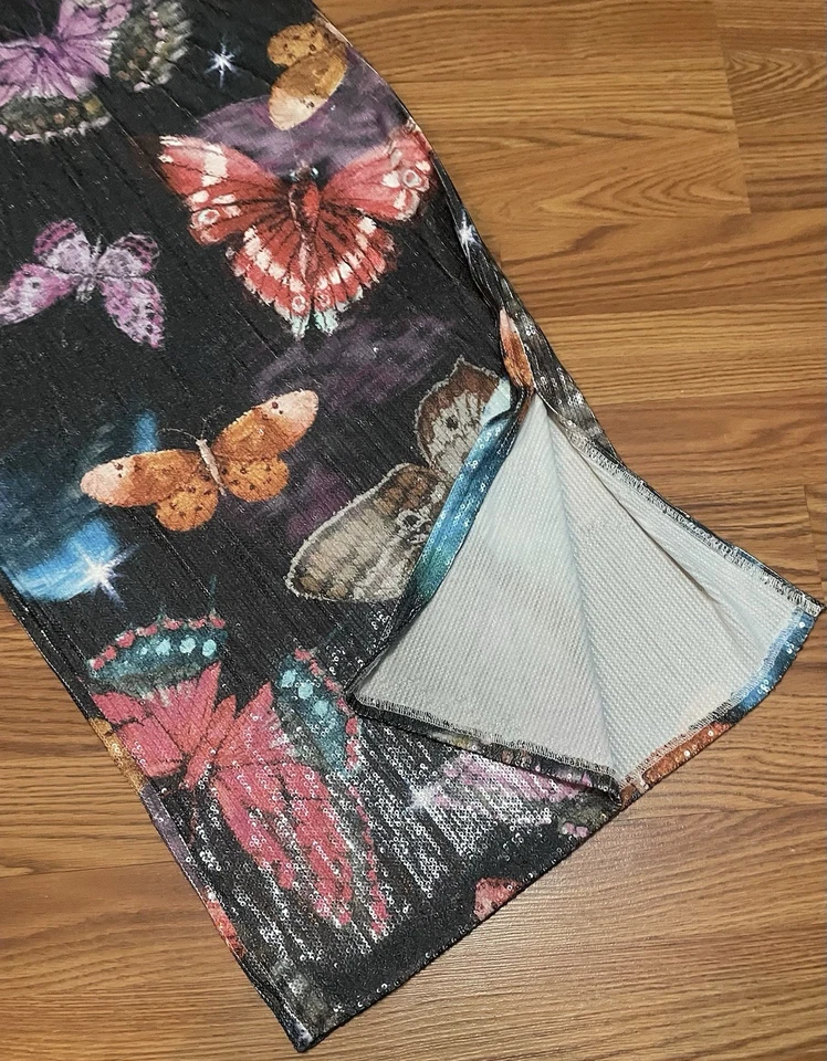 Saia borboleta de lantejoulas longa Y2k Nasty Gal - Imagem 2 de 4