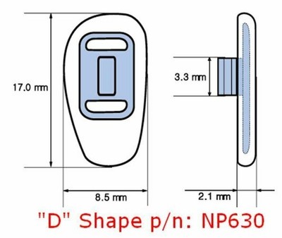 Push-On Silicone D-shape 17mm Nosepad 25 Pairs #NP630