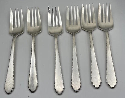 Sterling Silver Lunt William & Mary Large set of 6 Salad/Desert Forks 202g