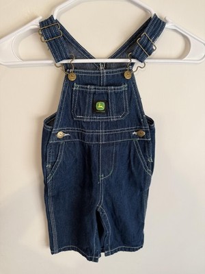 John Deere Overalls Boys 3-6 Months Blue Denim Logo Shortall Cotton Toddler