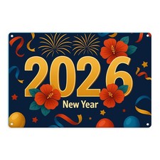 2D 1PC 2026 New Year Modern Farmhouse Wall Metal Iron Sign for 8 12' Happy Gifts