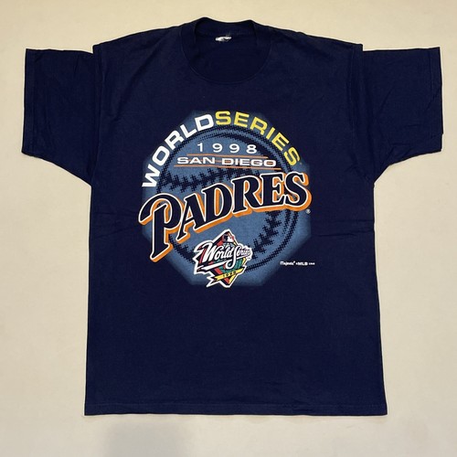 Vintage San Diego Padres 1998 National Champions World Series T-Shirt Med. Blau