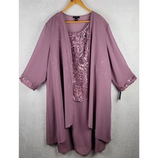 Le Bos 20W Midi Dress Cardigan 2 Pc Set Rose Pink Sequins Floral Wedding Formal