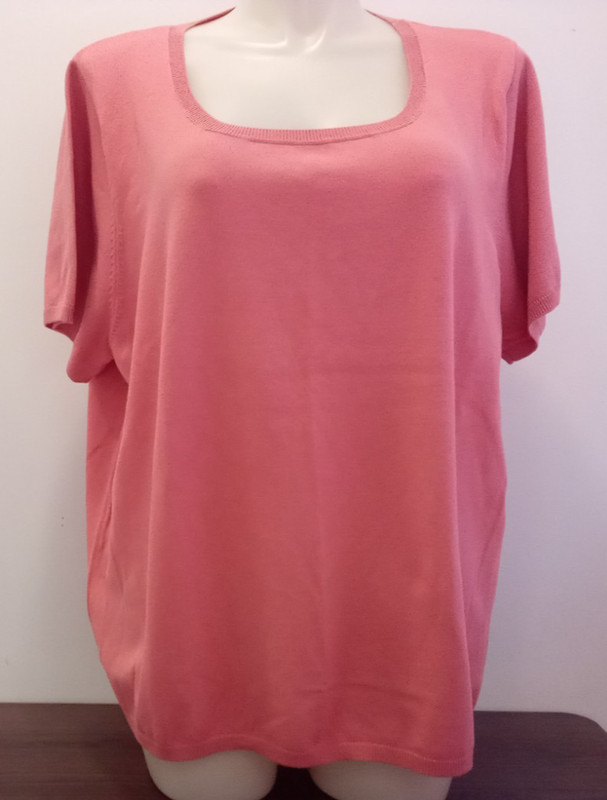 Silhouettes Cotton/Nylon Scoop Neck T-Shirt, Coral, Plus sz 3X