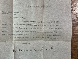 1914 To Author - Asking to "Compose a Book" -  WILSON WOODCOCK of Gallatin, TN