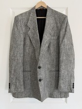 Vtg Daniel Hechter Tweed Blazer Sport Coat 46R Made In USA Black & White Luxury