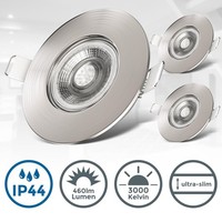 B.K.Licht 3Er Set LED Einbaustrahler 230V Warmweiß 68Mm Lochmaß Matt-Nickel