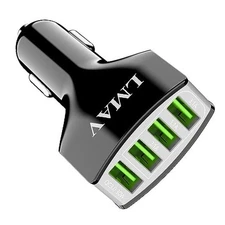 USB Car Charger Adapter, 4-Port QC 3.0 Car Charger Fast Charging black/1pack